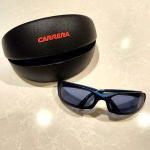 1990s CARRERA Clyde 57E Made in Italy Dark Blue Rectangular Sunglasses 66-18-115